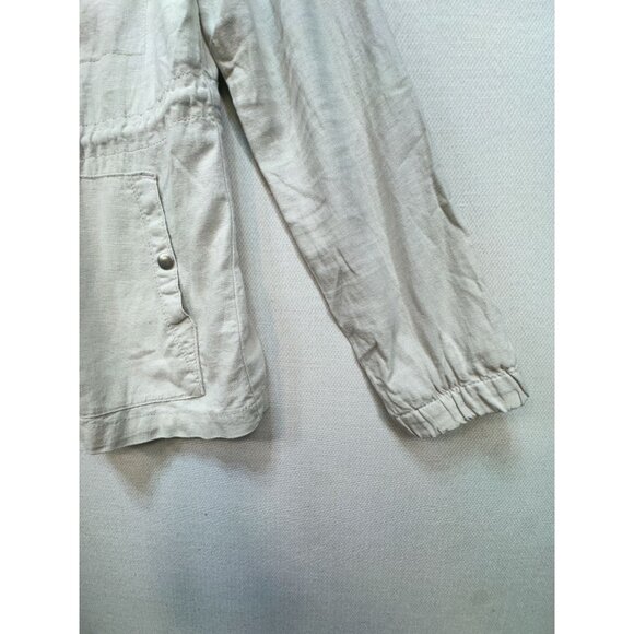 Old Navy Utility Jacket Womens Size M Beige Cinched Waist Full Zip High Neck - Picture 6 of 12